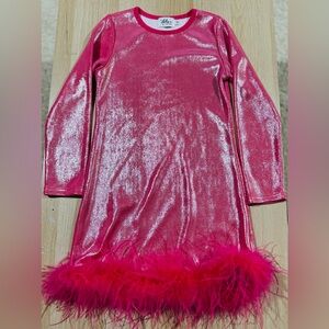 Lola & the Boys Girl’s Shimmer Feather Dress